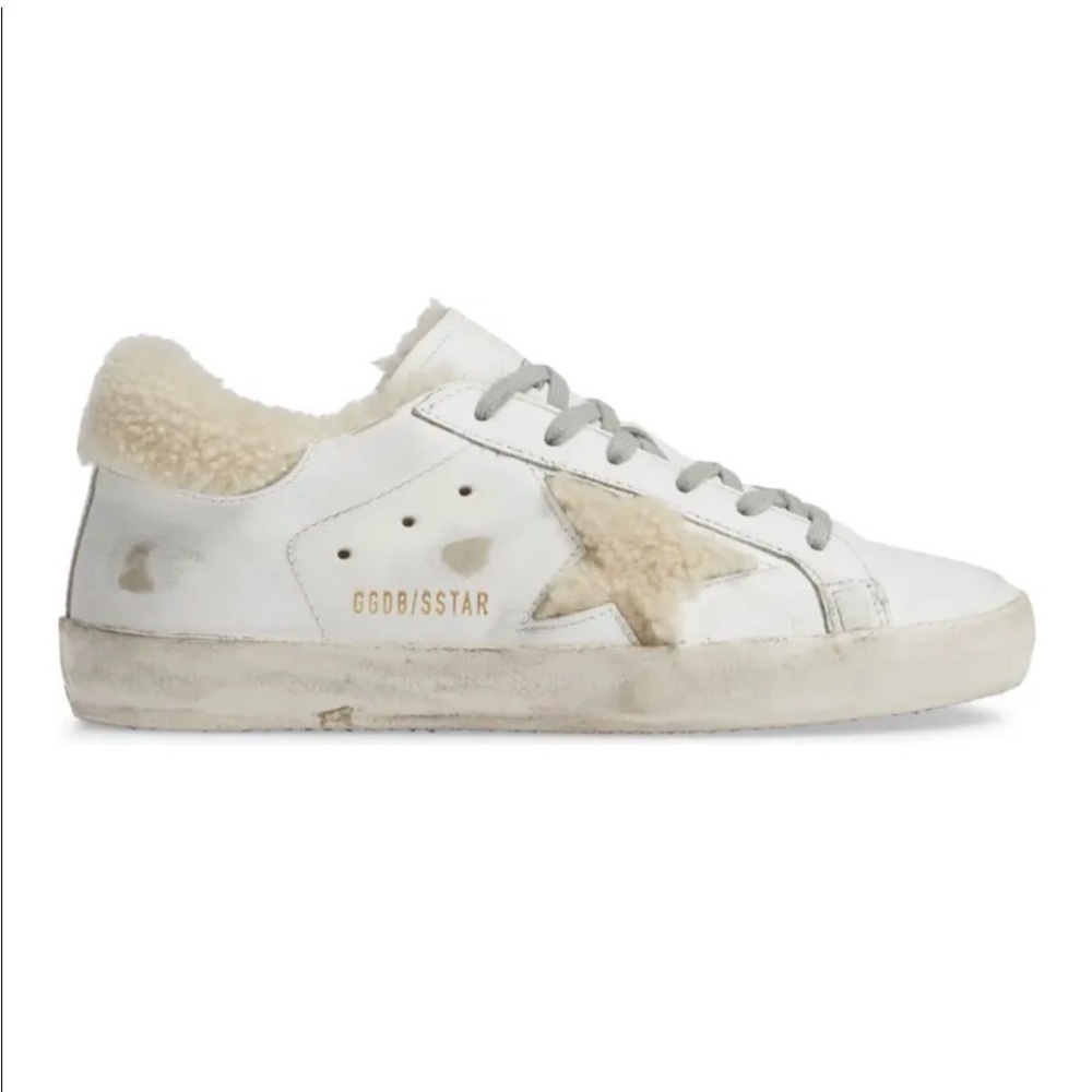 Golden Goose Cream and White Star Sneakers